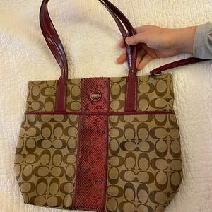 Brown and pink Coach Purse